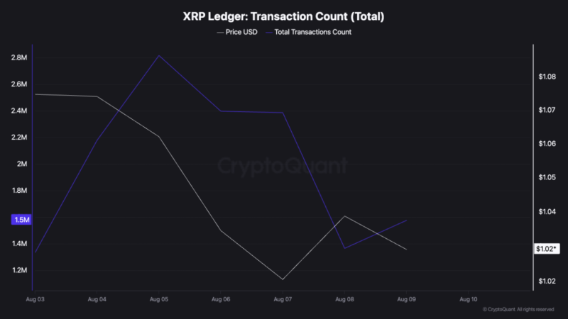 XRP transactions nosedive almost 50% in 5 days