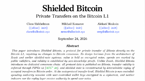 Shielded Bitcoin Proposal Aims to Bring Privacy to Bitcoin L1