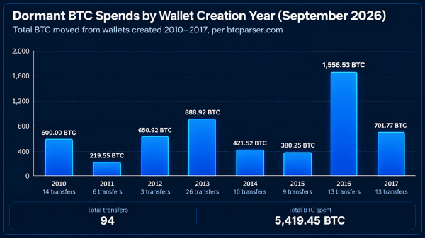 Bitcoin Time Capsules Resurface as 5,419 Dormant BTC Moved in September
