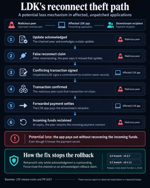 Lightning apps using unpatched LDK risk Bitcoin theft from a reconnect lie