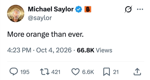 'More Orange Than Ever': Michael Saylor Hints at Massive New Bitcoin Buy