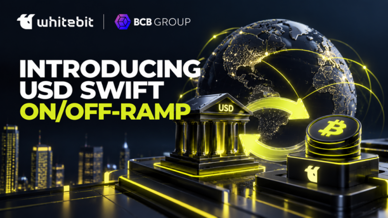 WhiteBIT adds USD SWIFT transfers for corporate clients through BCB Group partnership